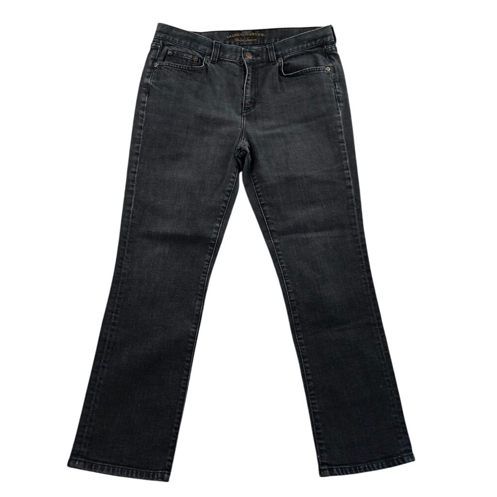Lauren Jeans Co Ralph Lauren Women Jeans Size 10 Black Denim Straight Leg Casual